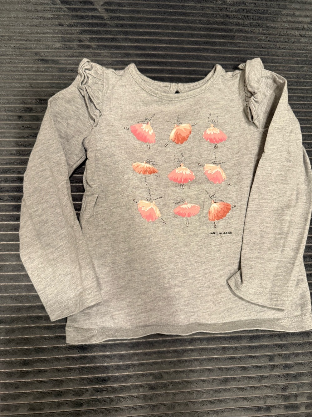 Janie and Jack Gray Long-Sleeve Tee with Pink Ballet Skirts